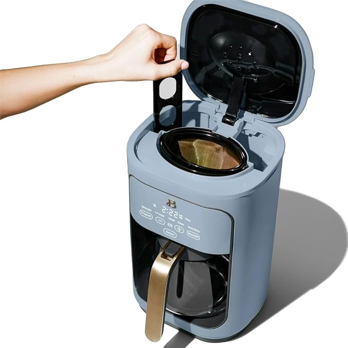 Beautiful 14 Cup Programmable Coffee Maker, Touch Display, 1200W, Brew Strength Control, Keep Warm, Pause & Serve, Glass Carafe, Reusable Filter, Auto Shut-Off, Matte Finish (Cornflower Blue)