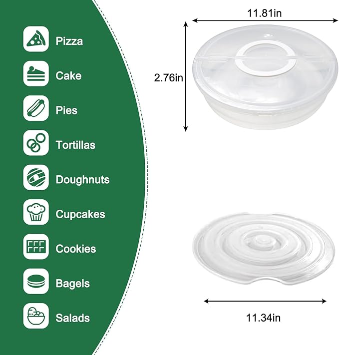 Aufind 12" 2 Pack Pie Carrier with Lid and Handle, Reusable Food Storage Containers for Pies, Cheesecake, Pizza, Nuts Fruit
