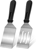 Metal Spatulas 2 Pieces, Stainless Steel Spatula with Heat Resistant Handle, 9.8 Inch Stainless Steel Spatula Ideal for Desserts, Pancakes, Eggs, Griddle Scraper or BBQ