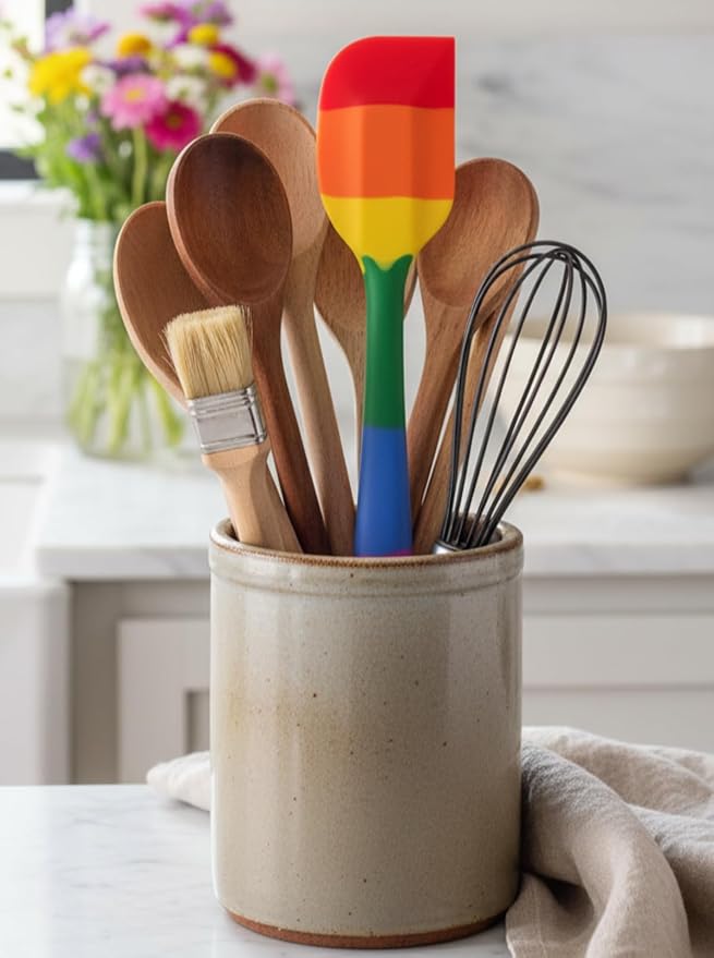 Cooking With Pride Non-Stick Scraper Spatula, Heat-Safe Silicone With Iron Core, 10.75-Inch