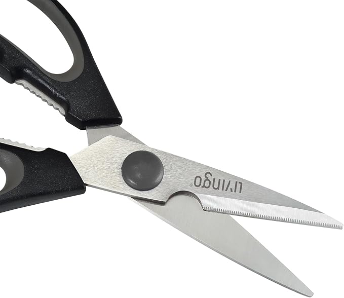 LIVINGO 7.5" Kitchen Scissors All Purpose for Sharp Cutting Small Bones & Vegetables, with Nutcracker Grip Comfortable, Heavy-duty Food Shears for Home Cooking