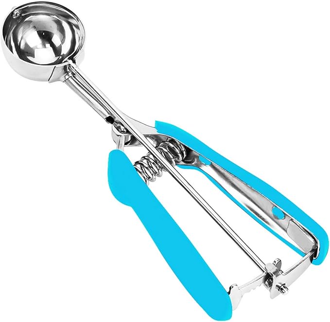 Cookie Scoop, Ice Cream Scoop, 2 Tbsp/ 30 ml/ 1 oz Cookie Scoops for Baking, 18/8 Stainless Steel Cookie Scooper for Baking, Ice Cream Scooper with Trigger Release, Cookie Dough Scoop (Blue)