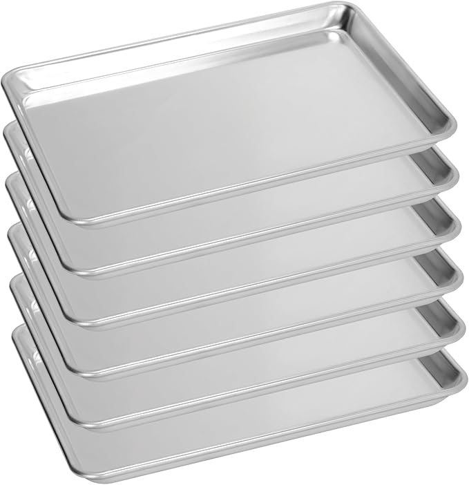 6 Pack Big Size Baking Sheet Pan, Aluminum Commercial Cookie Sheet Pan, Durable & Anti-Stick 15”x 21”
