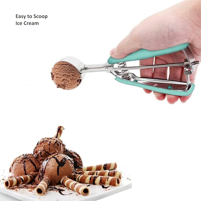 Cookie Scoop, Ice Cream Scoop, 1Tbsp/15 ml/0.5oz Cookie Scoops for Baking, 18/8 Stainless Steel Cookie Scooper for Baking, Cookie Dough Scoop with Non-slip Grip (Red)
