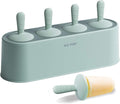 Popsicle Mold Set 4 Pieces Homemade Silicone Popsicle Maker Easy Release Ice Cream Molds Reusable DIY Pop Molds (Green, IcyClassic Pops)