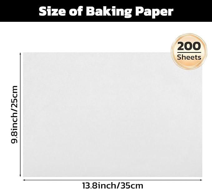 Beasea Parchment Paper Sheets, 200pcs 10x14 Inch White Precut Nonstick Heavy Duty Parchment Baking Paper Sheets for Air Fryer Cooking, Grilling, Frying and Steaming