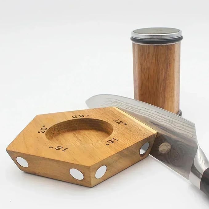 Acacia Rolling Knife Sharpener with 4 Diamond discs and 2 Corundum discs, Rolling Knife Sharpener Kit with 5 Magnetic Angle Offer 12/15/18/20/22°