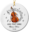 Unique Contrabass Instrument Ceramic Ornament, Customized Text Year Name Contrabassist Ornaments Gift for Women Men Contrabass Player/Lover, Personalized Double Bassist Musical Ceramic Xmas Ornament