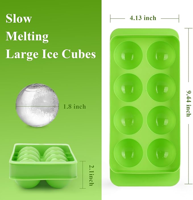 Round Ice Cube Mold,1.8 INCH x 8,Ice Ball Maker Mold | Round Ice Cube Trays for Freezer,Whiskey Ice Cubes Mold,Circle Ice Cube Tray with Lid,Ice Trays-Ice molds for Whiskey,Cocktails,Coffee