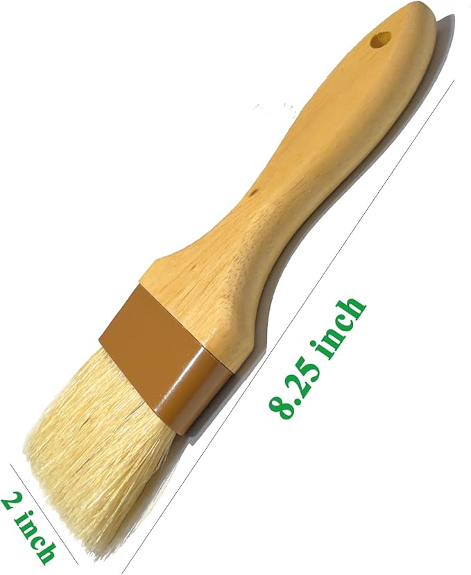 Pastry Brush,Basting Brush 2 in-Natural Boar Bristle Basting Brush for Cooking,Food Grade Brushes for Baking,Heat Resistant to Spread Oil,Sauce,Butter,Flour,Egg Wash Marinades for BBQ Barbecue(2 pc)