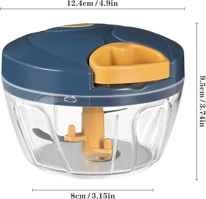 Cambom Manual Food Chopper Vegetable Cutter, Hand String Vegetable Chopper Onions Cutter for Vegetable Fruits Nuts BPA Free Food Safe Material, 550ml Yellow