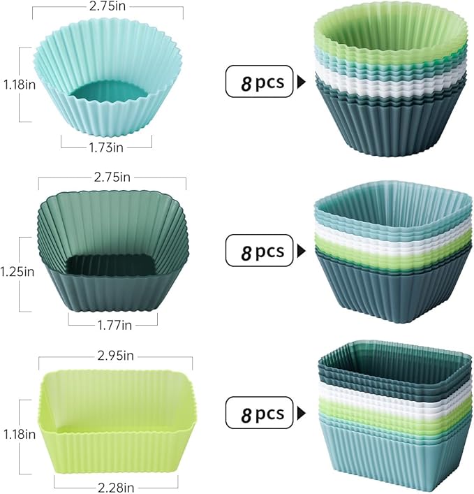 Silicone Cupcake Liners 34 Pack Baking Cups Muffin Liners Nostick Cake Molds Bento Lunch Box Dividers