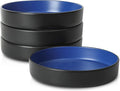Stone Lain Albie Stoneware Bowl Set, 4-Piece Pasta Bowls for Kitchen, Ceramic Serving for Noodles, Fruit, Cereal, Dinner - Microwave & Dishwasher Safe, Black