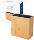 KITCHENDAO XL Bamboo Universal Knife Block Holder with Slots for Scissors and Sharpening Rod, Safe, Space Saver Knives Storage Stand Display without Knives, Unique Slot Design to Protect Blade