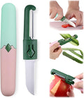 2 in 1 stainless steel Paring knife Peeler; fruit peeler; apple peeler; pear peeler, vegetable peeler, Kitchen Peeler (1, Green Pink)