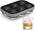 2.5inch Spherical Ice Ball Tray For Whiskey, Big Ice Freezer Mold for Cocktails，Easy Fill In & Release Ice Cube Mold, Durable &Reusable Spherical Ice Maker (Black)