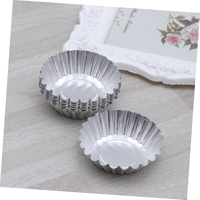 GLEAVI 30pcs Aluminum Alloy Egg Tart Molds Tart Tins for Baking Reusable Tartlet Pans Non Stick Coating