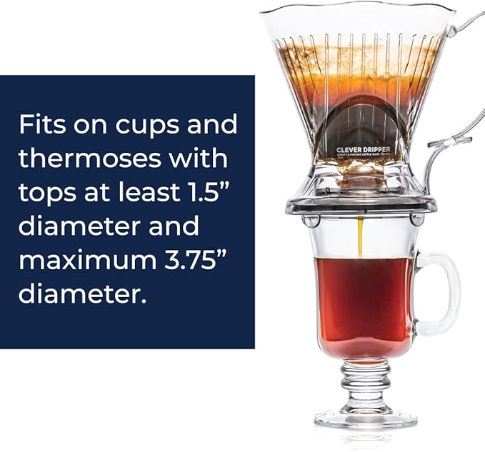 Clever Coffee Dripper and Filters, Large 18 oz, Original Classic Design, Safe BPA Free Plastic, Drip Coffee Maker, Pour Over, 100 Filters, Coaster and Lid