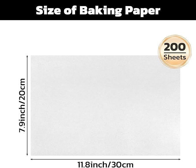 Beasea Parchment Paper Sheets, 200pcs 8x12 Inch White Precut Nonstick Heavy Duty Parchment Baking Paper Sheets for Air Fryer Cooking, Grilling, Frying and Steaming