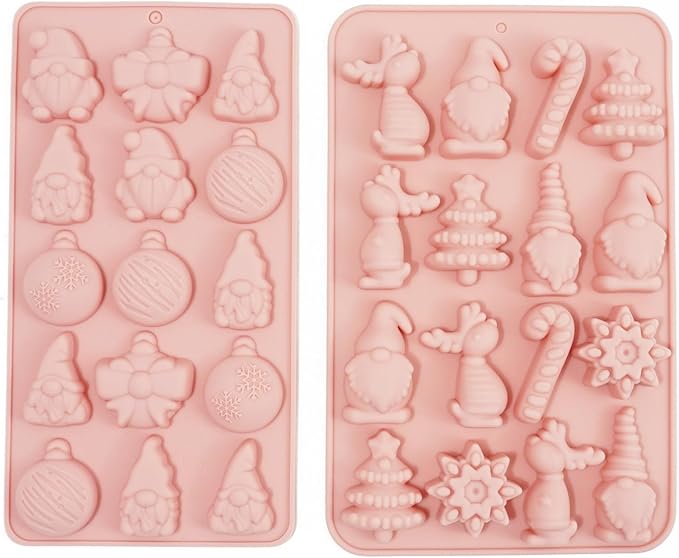 2 Pack Cowboy Chocolate Molds, Western Theme Silicone Mold Baking with Cowboy Hat, Cowboy Boot and Horse, Suitable for Making Chocolate, Candy, Cakes, Cupcakes (Pink-Christmas-2PCS)
