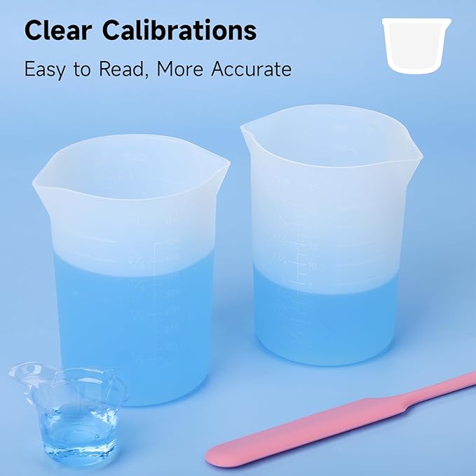 Gartful 450ml Large Silicone Measuring Cups, 15OZ Reusable Squeeze and Pour Resin Cups for Epoxy, Casting Molds, Slime, Craft Art Projects, Cup Making, Waxing, 2 Packs