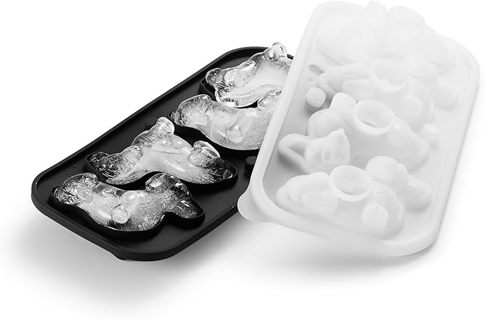 3D Dachshund Ice Cube Mold, 4 Hole Fun Shapes Dog Ice Cube Tray for Whiskey, Cocktail, Bourbon - Cute Novelty Dog Gifts for Women, BPA Free