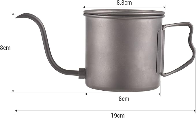 Gooseneck Coffee Kettle, 400ml Pour Over Kettle Ti Folding Handle Water Kettle with Lid