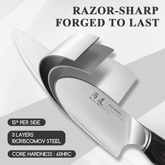 SHANGDAO Kitchen Knives Set, 3-Piece Chefs Knife Set High Carbon VG10 Stainless Steel with Ultra Sharp Blade & Professional Chef Knives, Japanese Cooking Knife with Gift Box