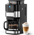 Joy Pebble 10-Cup Drip Coffee Maker with Built-In Grind, Grind & Brew, Touch-Screen Control, 1.5L Large Water Tank & Keep Warm Plate
