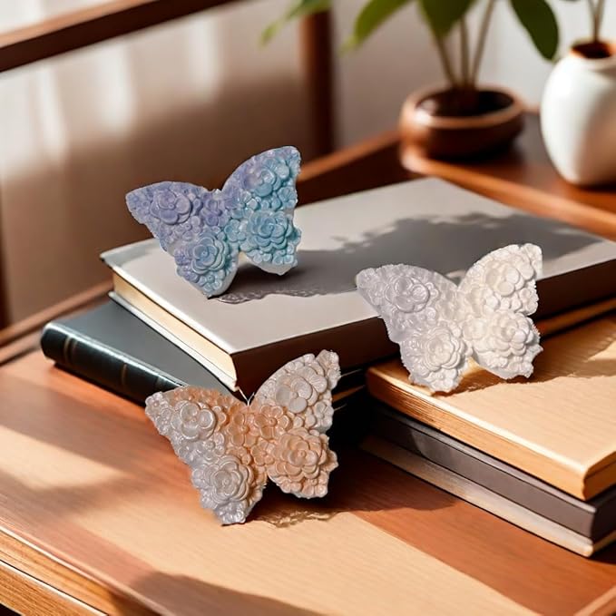 2 Pack Flower Butterfly Candle Mold, Floral Silicone Mold, Animal Plant Resin Mold for Soap Soy Wax Epoxy DIY Handcraft Home Ornaments Wedding Party Home Decoration
