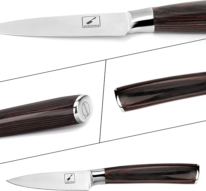 imarku Paring Knife - Paring Knives, 3.5 Inch Small Kitchen Knifes - Japanese SUS440A Stainless Steel Fruit Knife, Ergonomic Pakkawood Handle, Ultra Sharp Blade, Unique Gifts for Men and Women