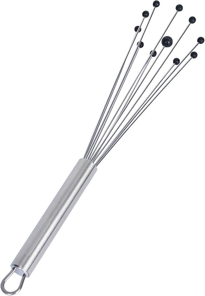 Restaurantware-German Standard 10.6 Inch Ball Whisk, 1 Kitchen Whisk With Silicone Balls - Ergonomic Handle, Dishwashable, Stainless Steel Manual Egg Beater, Durable, For Whisking, Stirring, Mixing