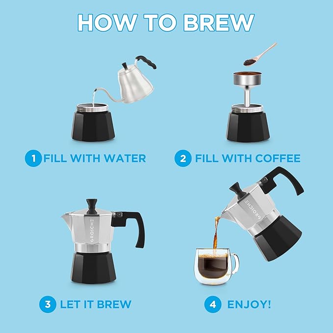 GROSCHE Milano Stovetop Espresso Maker Moka Pot Cuban Coffee Moka Italian Espresso Greca Brewer Percolator | 3 Espresso Cup, Tuxedo