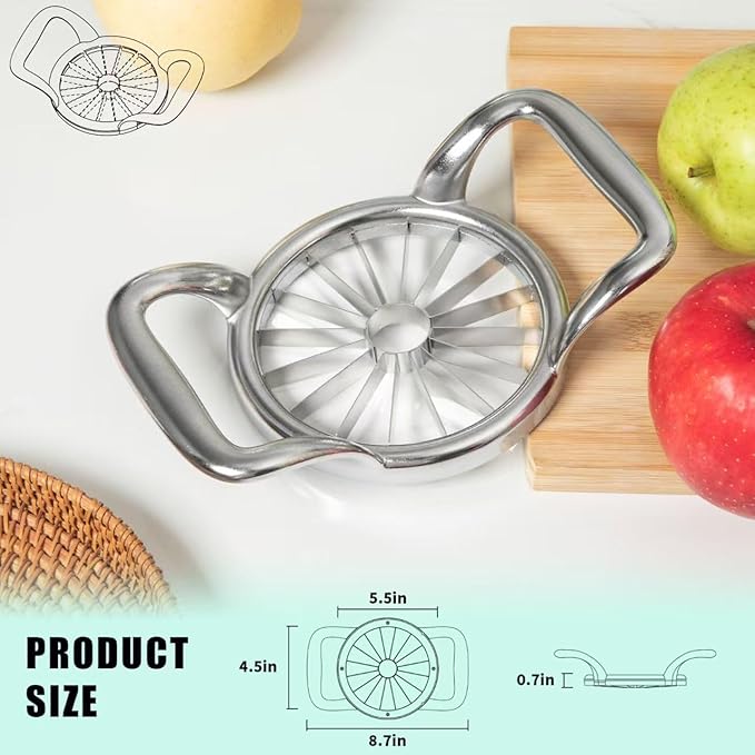 LIIGEMI 5.5 Inch Extra Large Apple Slicer,16-Slice Thin Apple Slicer and Corer,Cutter, Divider, Wedger for Fruits and Vegetables，Gifts for Mom，Sharp and Sturdy，Easy to Use