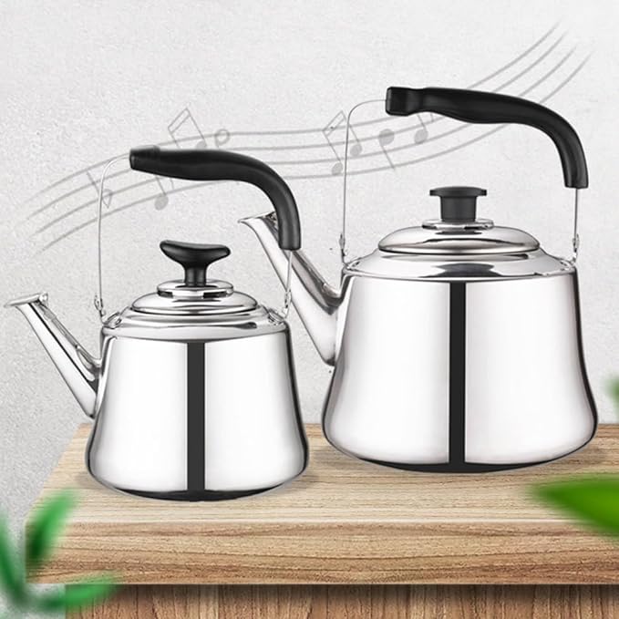 Luxshiny Stainless Steel Tea Kettle for Stove Top with Removable Infuser Large Capacity Water Kettle 1.1 Quart Silver Teapot for Home Kitchen
