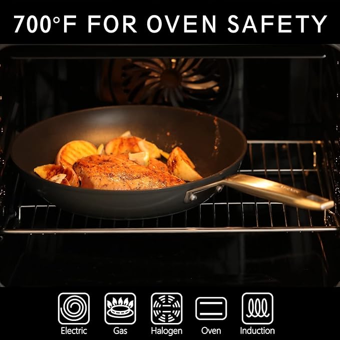 MsMk 8 inch Small Frying Pan with Lid, Burnt also Non stick Omelette pan, PFOA Free Non-Toxic, Scratch-resistant, for gas, electric and induction