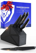 Dalstrong Knife Block Set - 5pc - Shadow Black Series - Black Titanium Nitride Coated - High Carbon - 7CR17MOV-X Vacuum Treated Steel - Sheath - Kitchen Knife Set with Block - NSF Certified