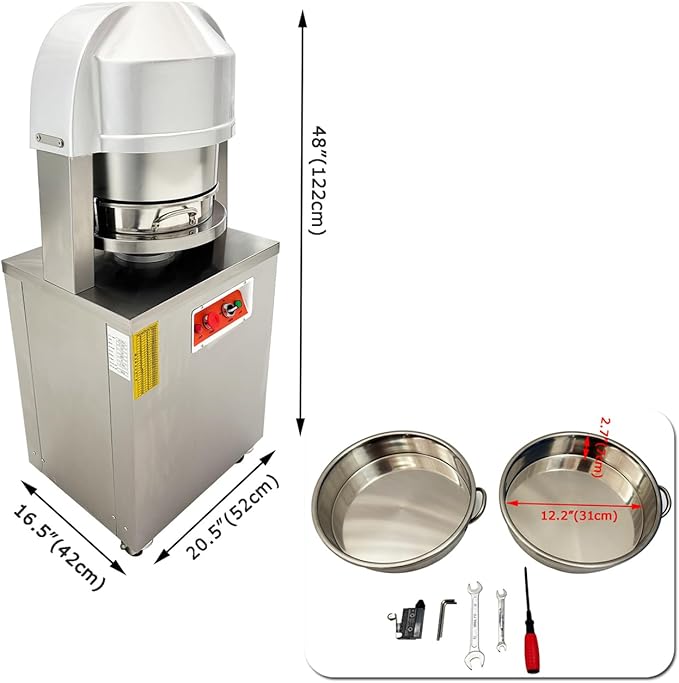 Electric Automatic Dough Divider 36pcs, Commercial Dough Dividing Cutting Machine, Stainless Steel Dough Cutter for Bakery, Pizzeria, 110V
