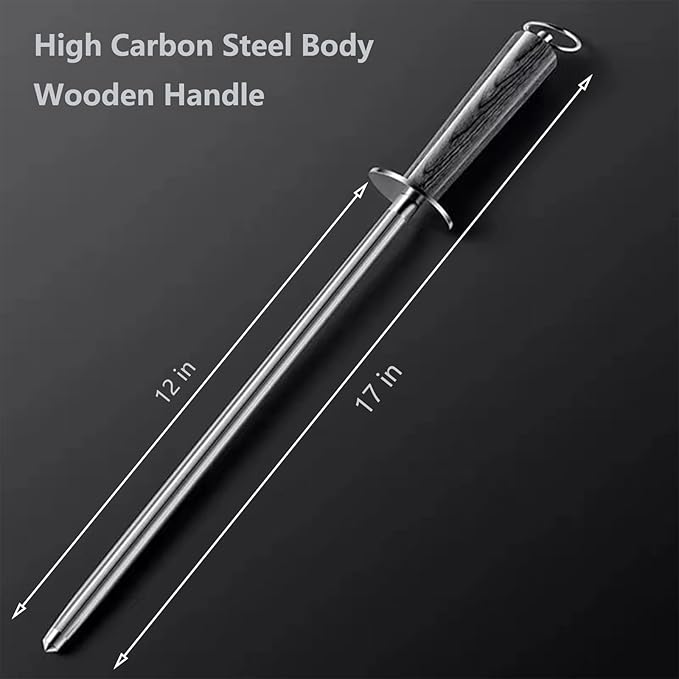 Professional Honing Rod -12 inch High Carbon Steel Knife Sharpener Rod Colorful Color Wood Handle,Sharpening Rod Belt Magnetization,Honing Steel Quick Sharpening,Chef's Sharpening Tool