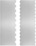 2PCS Stainless Steel Cake Scraper Set, Metal Cake Scraper with Dual Edge Designs, Cake Smoother for Icing & Cake Frosting Smoother, Icing Smoother Baking Tools for Cake Decorating