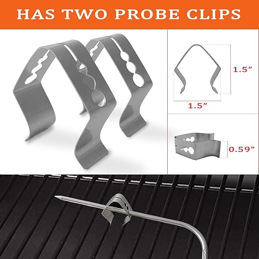 2 Pack High Temperature Meat Probe, Compatible with Camp Chef Wood Pellet Grills, Comes with 2pc BBQ Clip, Replace Stainless Steel Accessories