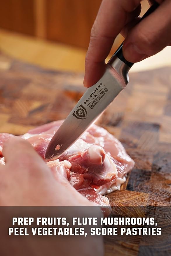Dalstrong Paring Knife - 3.5 inch - Gladiator Series Elite - Forged High-Carbon German Steel - Black G10 Handle - Sheath Included - Razor Sharp Kitchen Knife - Cooking Chef Knife - NSF Certified