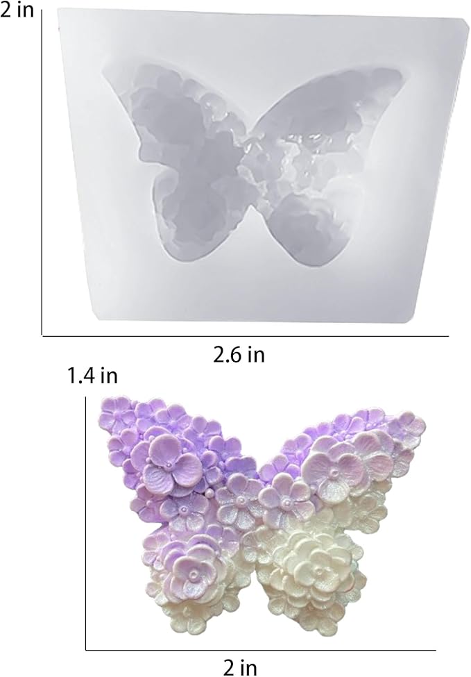 Flower Butterfly Candle Mold, Floral Silicone Mold, Animal Plant Resin Mold for Soap Soy Wax Epoxy DIY Handcraft Home Ornaments Wedding Party Home Decoration (Flower Butterfly)