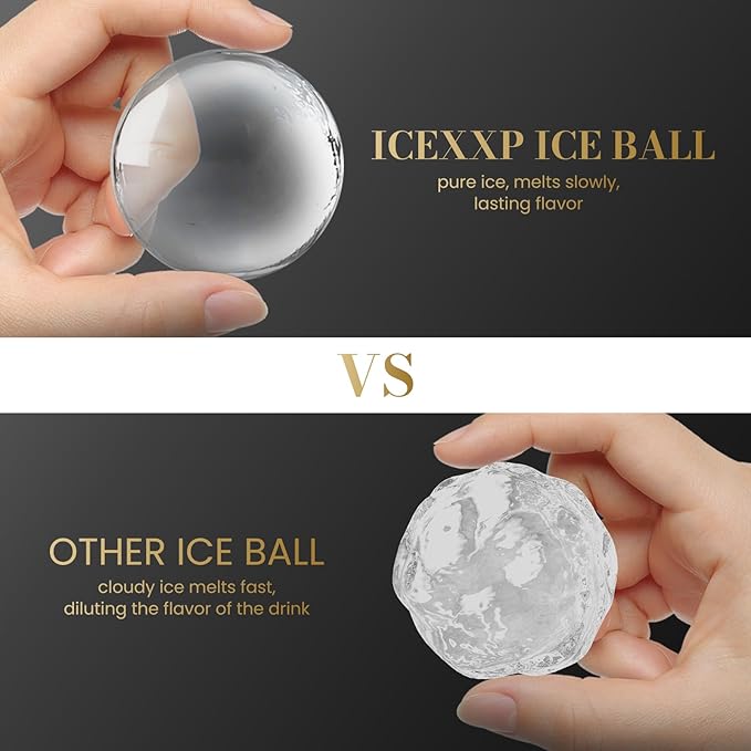 Whiskey Clear Ice Cube Maker, 2.5" Crystal Round Clear Ice Ball Maker for Freezer, 7 Cavity Large Sphere Whisky Ice Maker Circle for Cocktail Bourbon Scotch Brandy, Premium Gift for Lover