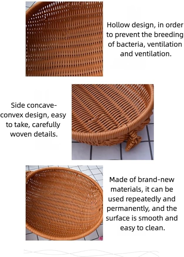 hand-woven round rattan basket storage basket storage box ornaments decorative basket multifunctional picnic food bread basket fruit gift basket key basket. (deer)
