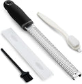 Koythin Zester, Lemon Zester & Cheese Grater with Brush, Heavy Duty Kitchen Tool for Zesting Citrus, Parmesan Cheese, Chocolate, Ginger, Fruits, Stainless Steel with Handle and Cover (Black)