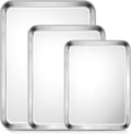 TeamFar Baking Sheet Set of 3, 16/12.5/10.5 Inch Stainless Steel Cookie Sheets Baking Pans, Metal Oven Baking Tray for Cooking Roasting Serving, Non-Toxic & Mirror Finish & Dishwasher Safe