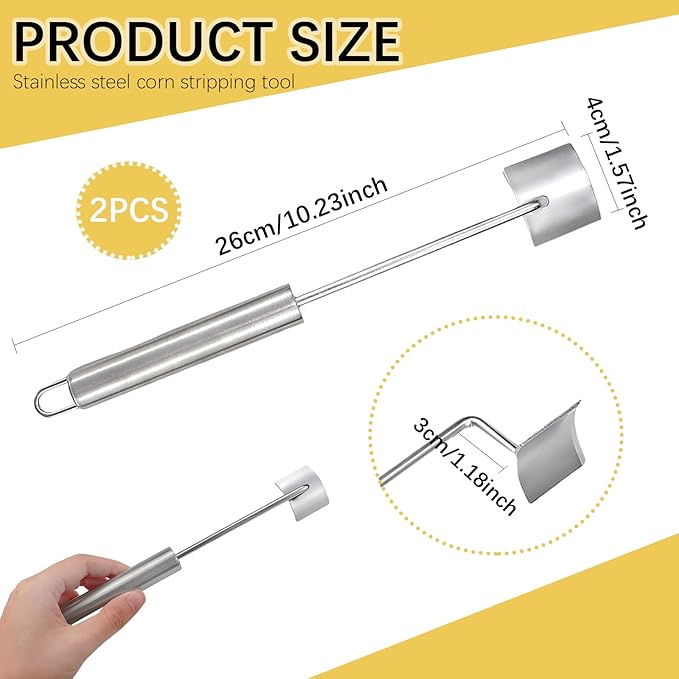 2 Pack Corn Peeler, Stainless steel corn stripping tool, Corn on The Cob Remover, Corn Stripper for Corn on the Cob,Quickly Shucking Corn Kernel Remover Tool, 9.8Inch