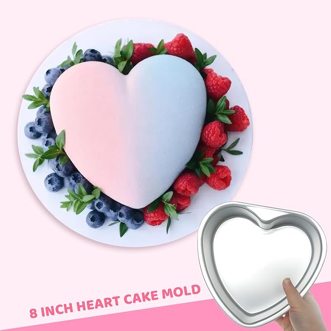 Heart Shaped Cake Pan 8 Inch Aluminum Cake Pans Heart Cake Tin Baking Cake Mold for Valentine's Weddings Birthday Party