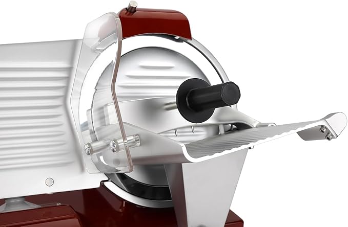 BESWOOD 10" Electric Deli Meat Slicer, Cheese Food Slicer with Premium Chromium-plated Steel Blade, for Home and Commercial use, 240W, Serving Plate included, Classic Red